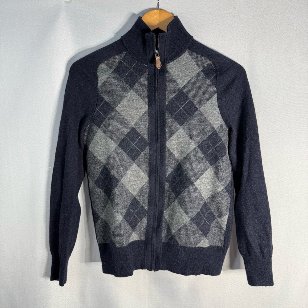 Banana Republic 100% Merino Wool Argyle Zip Sweater Jacket Men’s S